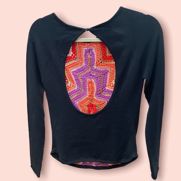 Free People Crochet black sweater EUC - Picture 2 of 3